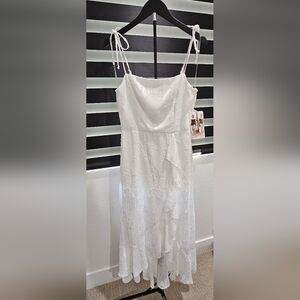NWT Honey & Rosie White (W/Silver Metallic) High-Low Dress Wedding Women's Med